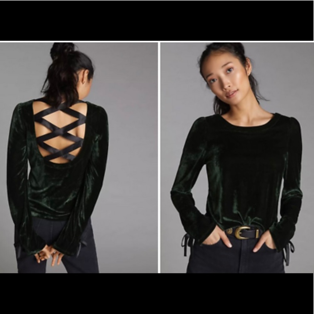 NWOT Anthropologie open back velvet top